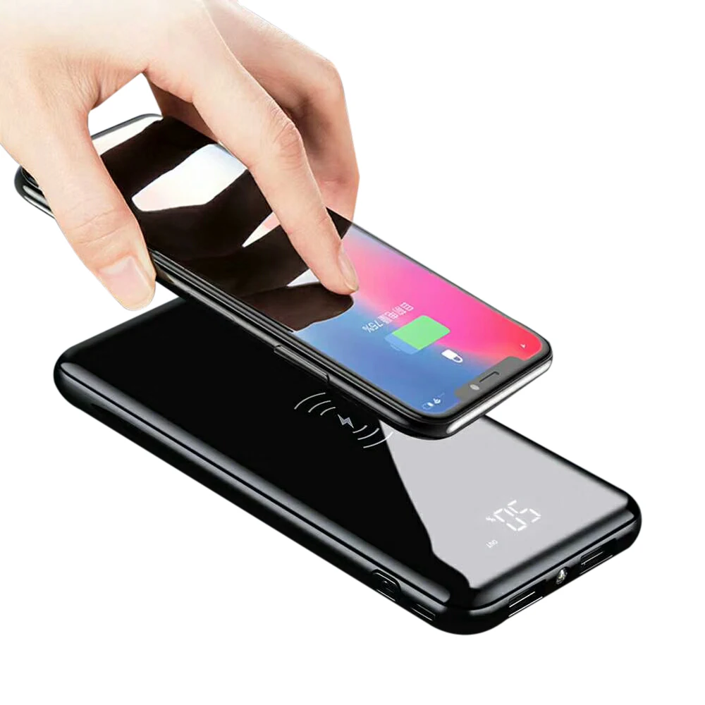 NEW 10000mAh Portable LED Digital Display Power Bank 5V 2A Fast Dual Charging Port External Battery Wireless Charger PowerBank