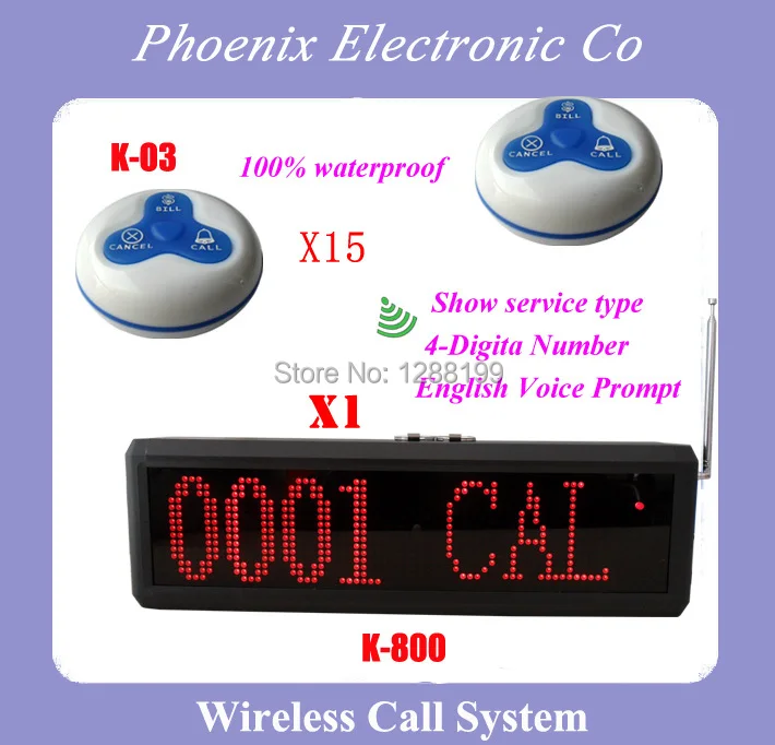 

Whole Sale,Restaurant Coffee Bar Wireless Call Calling System Waiter Service Paging System, English Voice Prompt