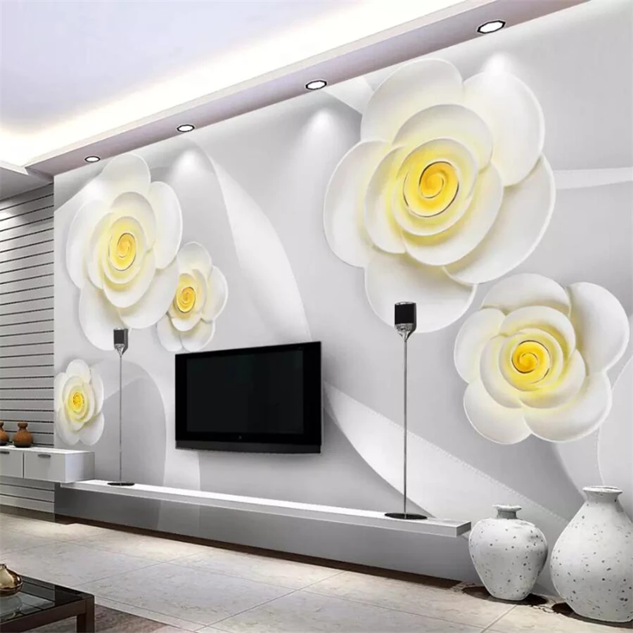 Обои на заказ, 3d фотообои, Рельефный цветок, гостиная, стерео фон, обои для стен, papel de parede