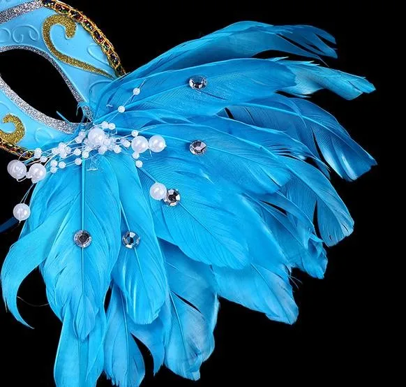 Цветной рисунок перо камень жемчуг маску Леди Хэллоуин Mardi Gras КАРНАВАЛ пасхальное Рождество карнавальный костюм маска груза падения