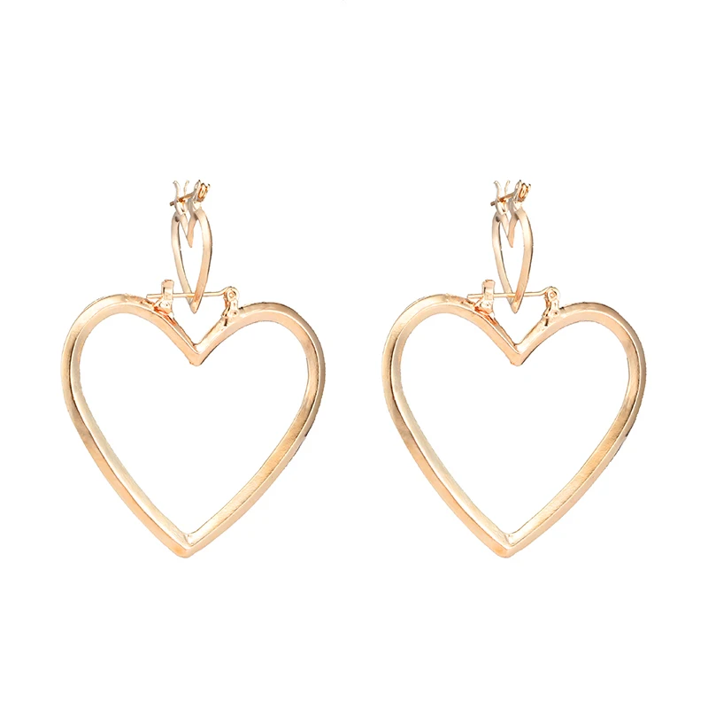 Tocona, богемные серьги в форме сердца золотого и серебряного цвета, женские серьги в форме сердца, трендовые свисающие серьги из сплава с двойным сердцем, 4181 - Окраска металла: Gold