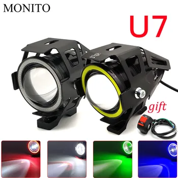 

125W U7 LED Motorcycle Headlight Angel Eyes Driving Head Lamp Fog Light For DUCATI Monster M600 M620 M750 M900 Scrambler 1100