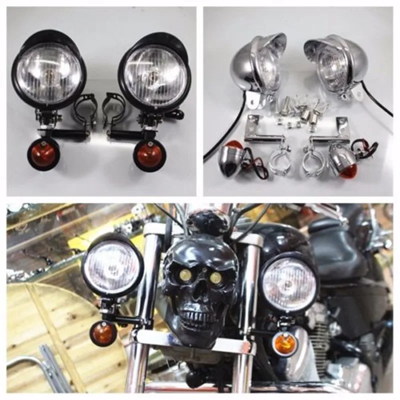 

Motorcycle Turn Signal Driving Spot Fog lights Bar Touring Chopper Atv Scooter Cafe Racer Old School Bobber Offroad