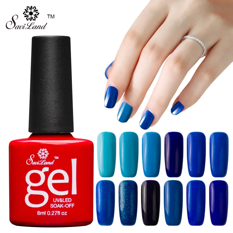 

Saviland 1pcs Semi Permanen Blue Series Colors Esmaltes Soak Off Uv Led Gel Nail Polish Need Primer Top Base Coat