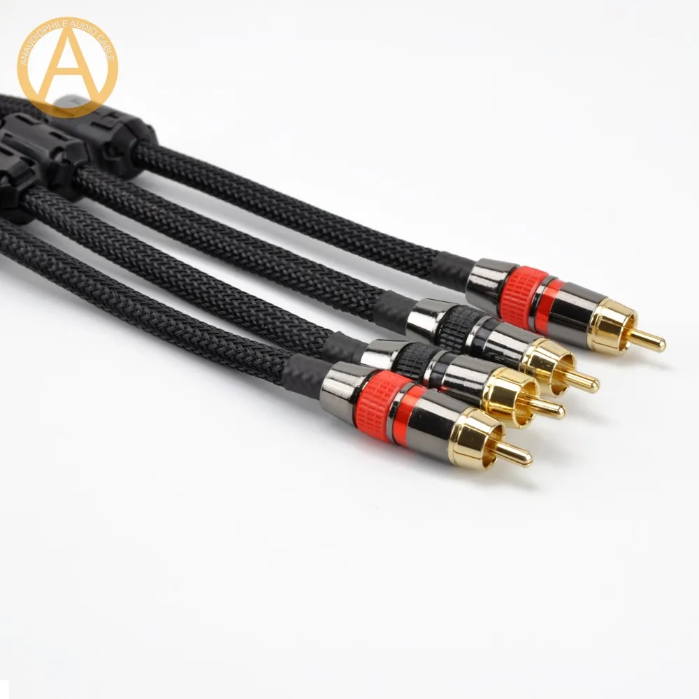 Hifi RCA Cable 2RCA To 2RCA Male RCA Audio AV Cable 4N OFC RCA Interconnect Cable Amplifier Preamplifier DAC Enhanced Shield