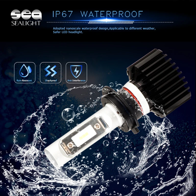 Автомобильные фары SEALIGHT H4/HB2/9003 Hi Lo LED H7 H8/H9/H11 HB3/9005 HB4/9006 H1 ближнего света 6000K 6000Lm