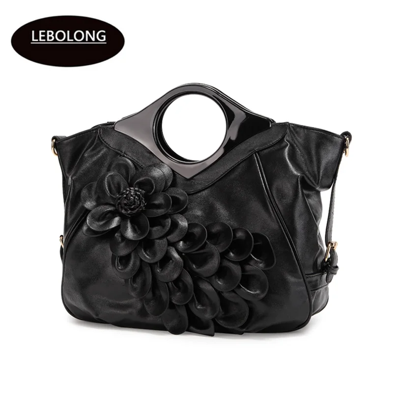 Lebolong/модные женские сумки с объемным красным цветком высокого качества из искусственной кожи, женская сумка-тоут, женская сумка, женские сумки через плечо