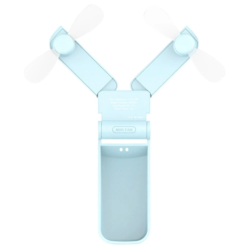 Blue Мини Портативный Складной вентилятор с двумя ручками, Usb карманные складные вентиляторы, 2 режима использования, маленький Электрический ручной вентилятор, бытовая техника - Цвет: Blue