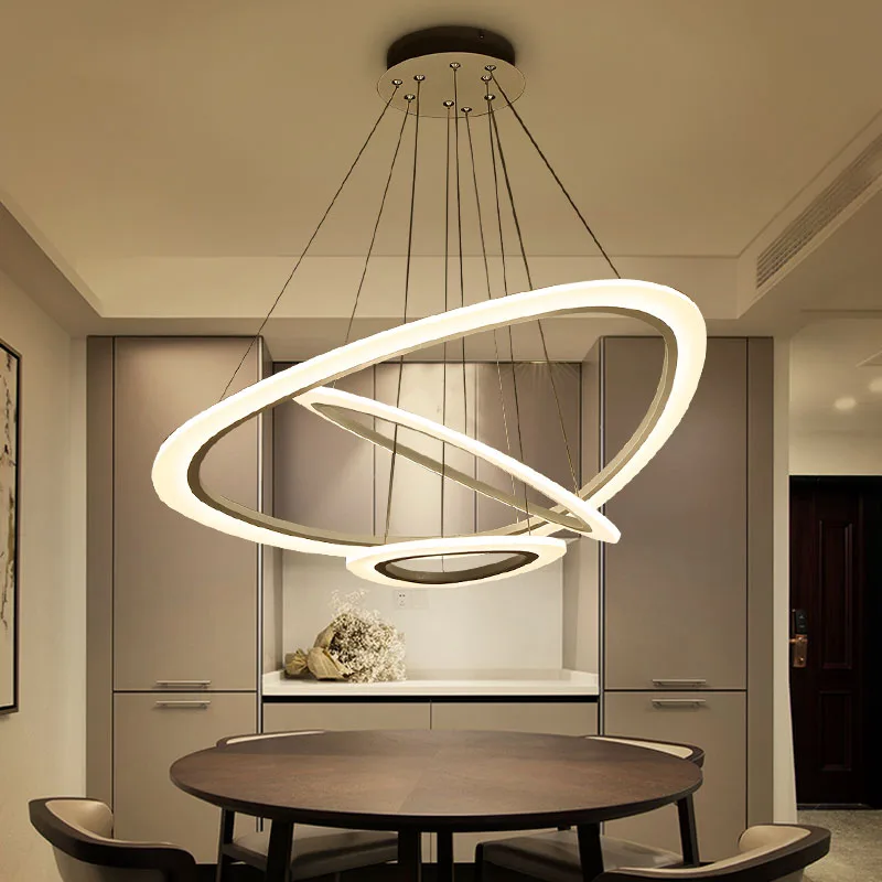 

LICAN Circel Rings Modern led ceiling Chandelier lights for living room Dining Room White Dec AC85-265V Ceiling Chandelier