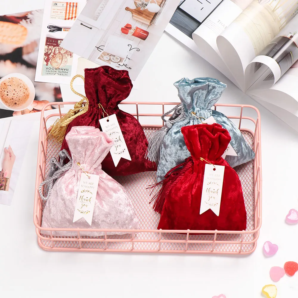 

Wedding Gift Small Gold Drawstring Gift Velvet Bag Red Velvet Bags Drawstring Gift Bags Candy Pouches