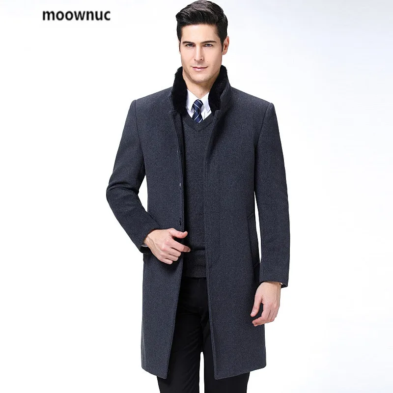 Черный new arrival autumn&winter high quality single-breasted wool long trench coat men,men's wool jackets,warm coat,plus-size - Цвет: Черный