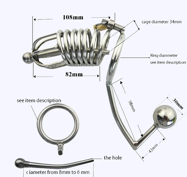 Latest Large Male Stainless Steel Cock Penis Cage Catheter With Anal Hook  Anus Plug Butt Beads Chastity Belt Bdsm Sex Toy A160 - Penis Rings -  AliExpress