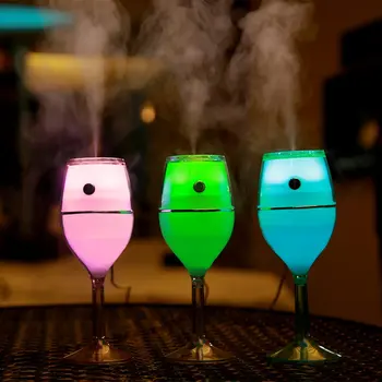 

LED Wine Cup USB Colorful Desk Night Lamp 80ml Air Humidifier Red Wine Cups No Noise Mini Portable Air Cleaner for Home Car Use