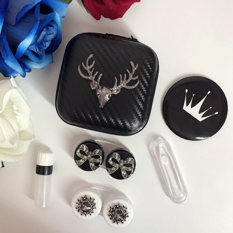 

Cute Contact Lens Case For Women Travel Glasses Contact Lenses Box Contact lens Case for Eyes Care Kit Holder Container 2 Pairs