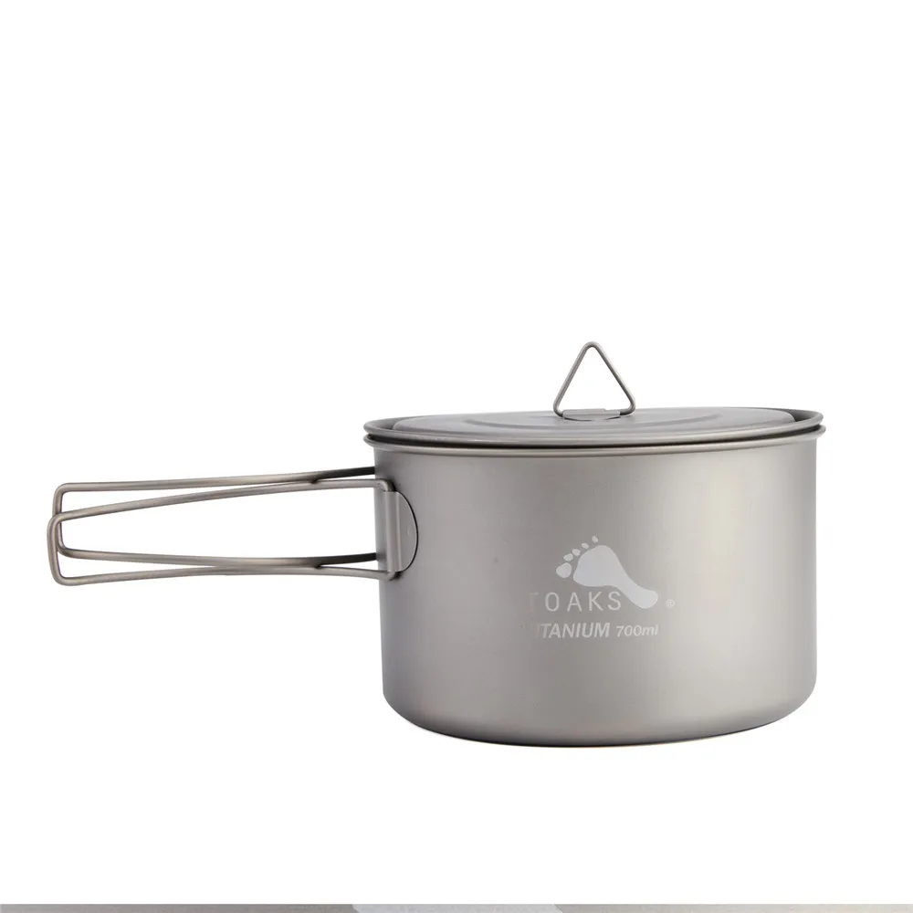 

TOAKS Outdoor Camping Titanium Cup Ultralight Titanium Pot With Cover Folded Handle 700ml