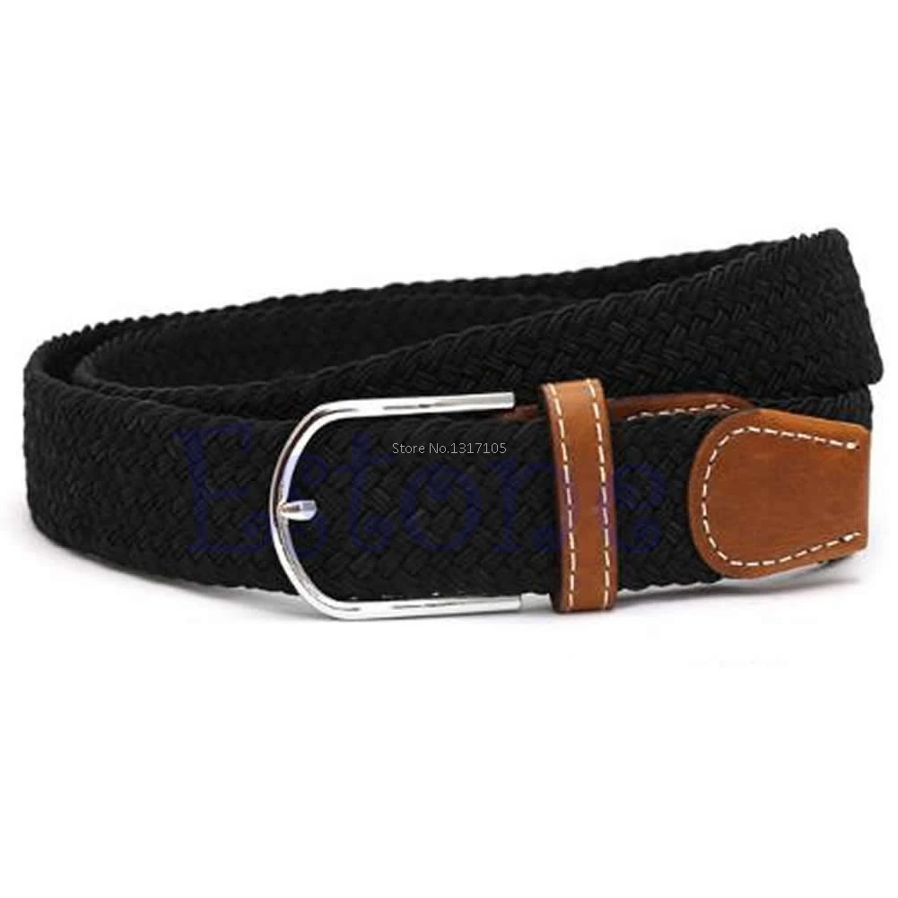 

Free shipping Men Leather Braided Elastictretch Cross Buckle Casual Golf Belt Waistbandet Tong6