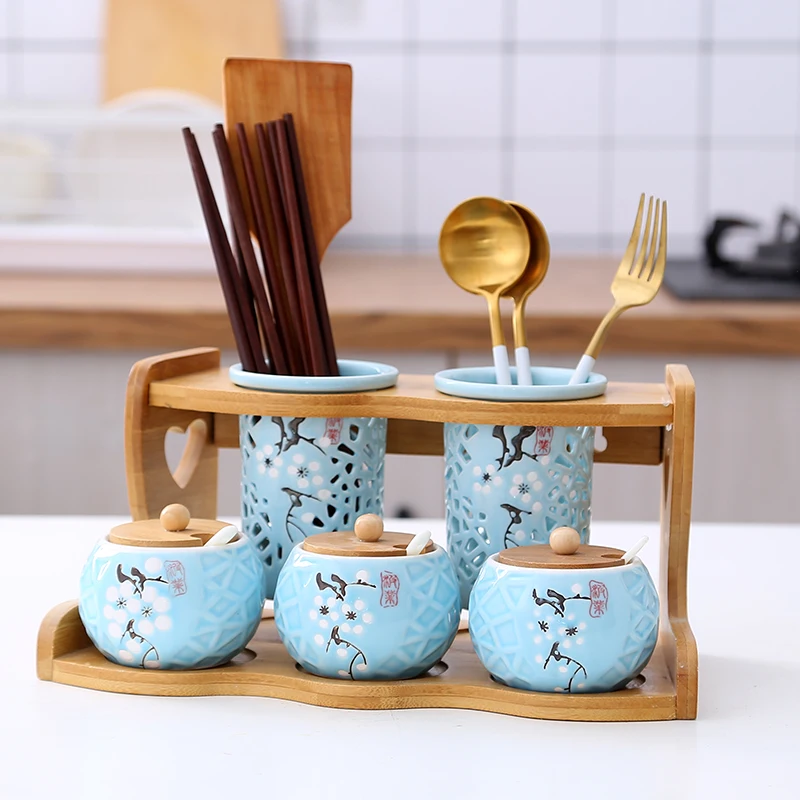 Керамический горшок для приправ стеклянный контейнер для специй бутылка полый палочка для еды трубка бамбуковая деревянная рамка набор Керамический горшок для приправ стеклянный контейнер для специй бутылка полый палочка для еды трубка бамбуковая деревянная рамка набор