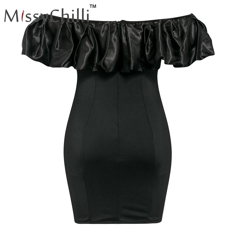 MissyChilli, сексуальное платье с оборками и открытыми плечами, женское, облегающее, черное, летние, вечерние, для клуба, элегантное платье, винтажное короткое платье vestidos