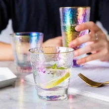 KINGLANG Высококачественная ионная позолоченная стеклянная чашка молоток узор глаз Бытовая чашка для воды сока чашка для напитков набор