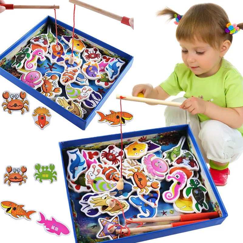 32Pcs-Wooden-Fishing-Toys-Magnetic-Marine-Biological-Congnition-Educational