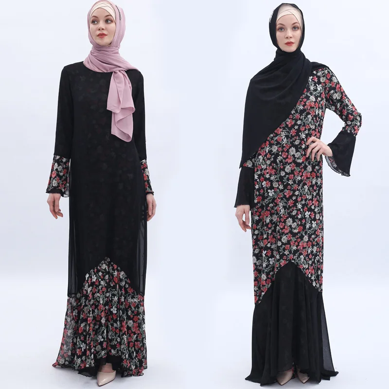 Двусторонняя одежда Рамадан абайя халат шифон мусульманское платье абайя s женский кафтан хиджаб платье кафтан Elbise Исламская одежда