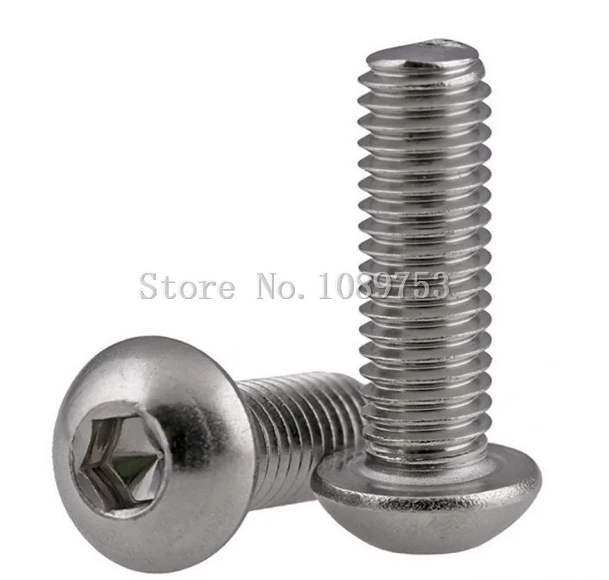 M4 4mm A2 304 Stainless Steel Button Head Hex Socket Screws Round Head ISO738_