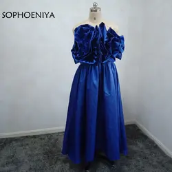 Новое поступление Королевский Синий тафта Вечернее платье 2019 vestido вечернее платье недорогие вечерние платья