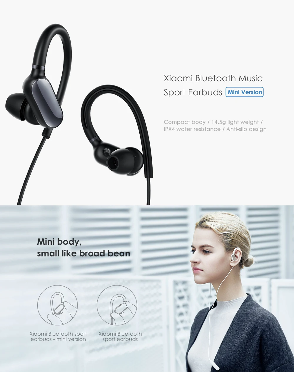 Original Xiaomi Wireless Stereo Music Bluetooth Sport Earbuds with Mic - Mini Version