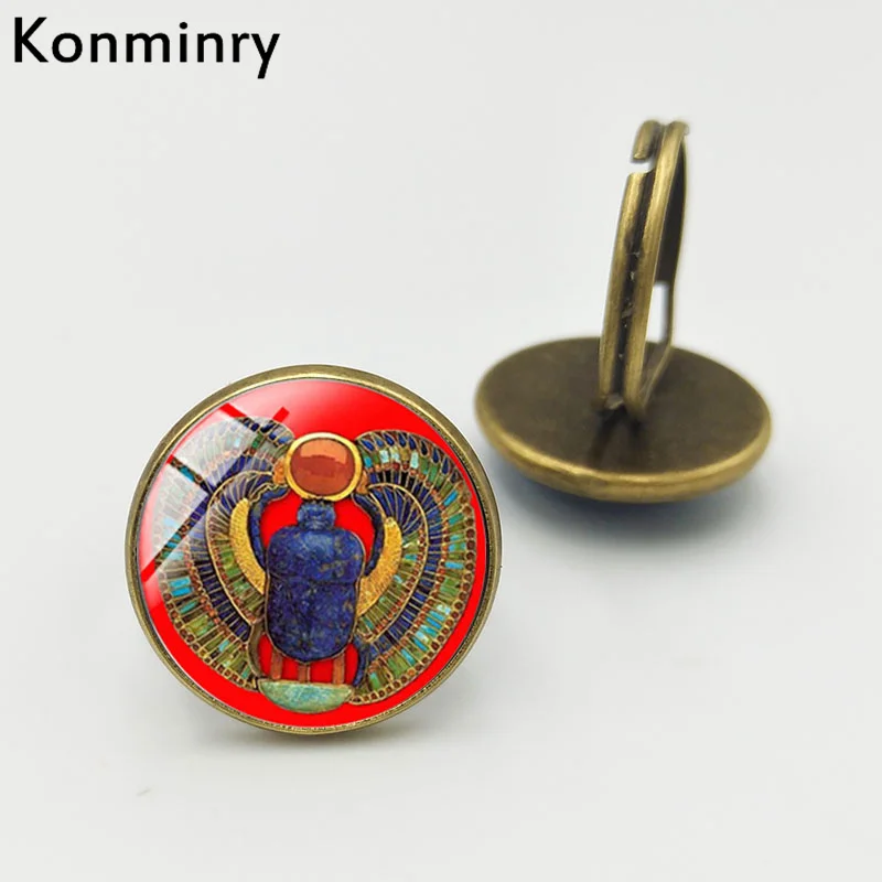 Антикварное кольцо Konminry в виде египетского скараба из стекла с кабошоном
