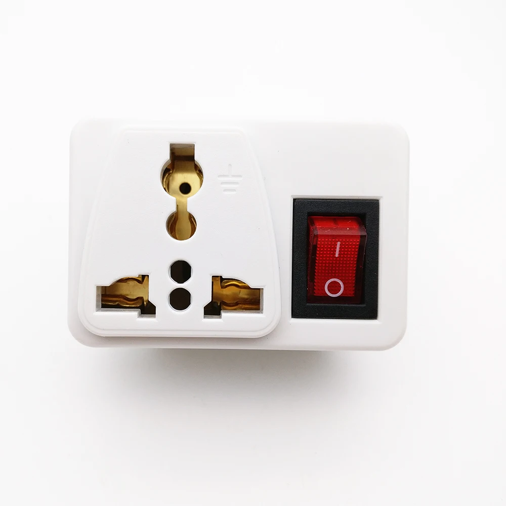 

White copper 2PIN 250V10/6A EU universal adaptor socket Portable outlet extend converter plug socket with on off light switch