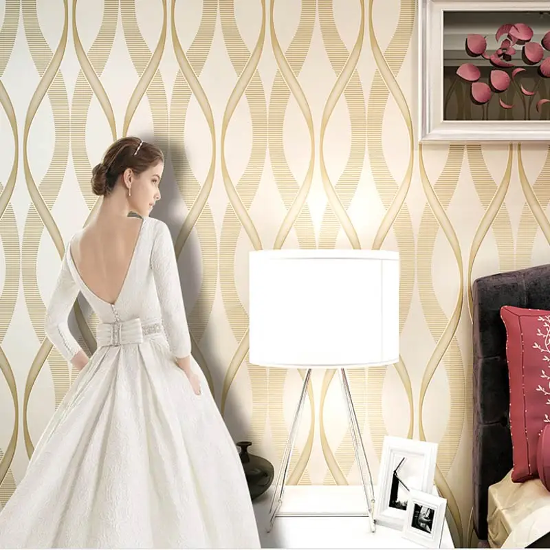 

Modern Abstract 3D Thick Non-woven Mural Wallpaper Vertical Stripe Wave Line Bedroom Living room Wall covering Papel De Parede