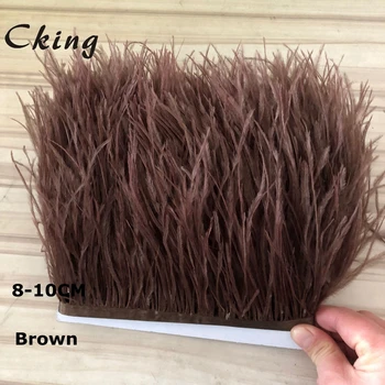 

29 colors available 8-10cm width real natural ostrich feather fringes 10meters Brown Color Dyed Ostrich feather lace wedding dec