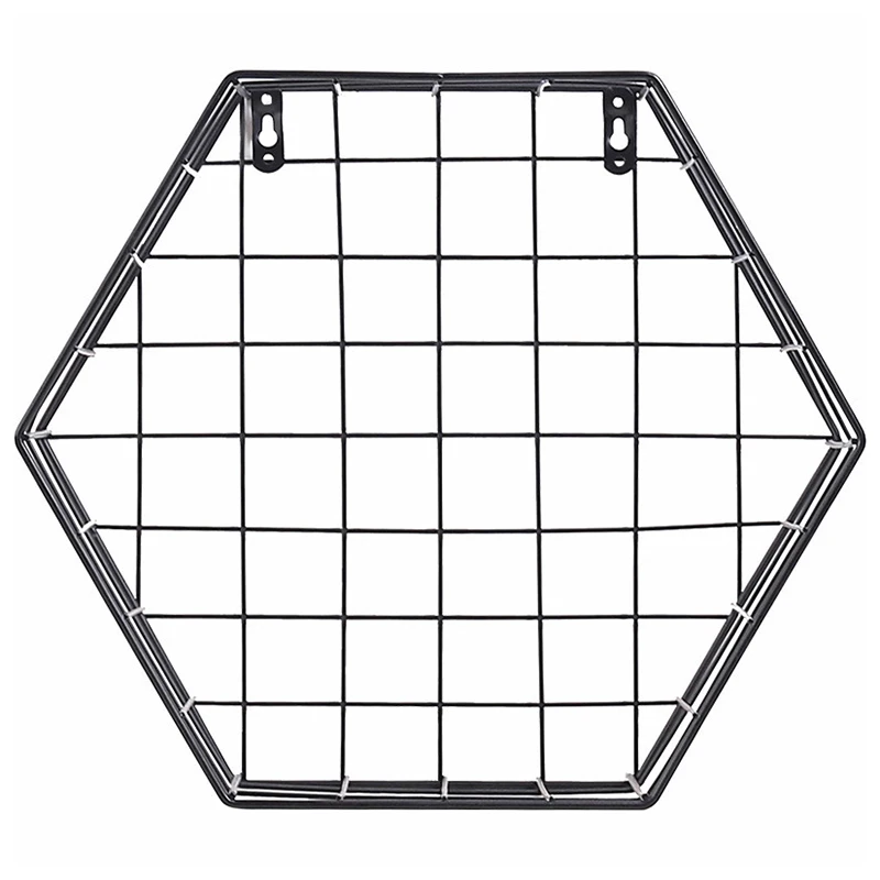 

Iron Hexagonal Mesh Wall Storage Rack Metal Hanging Wall Display Shelf Holder Home Bedroom Decoration