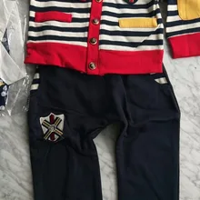 Распродажа, кардиган в полоску со звездами для мальчиков+ рубашка в горошек с галстуком-бабочкой+ шаровары, Осенние комплекты одежды из 3 предметов