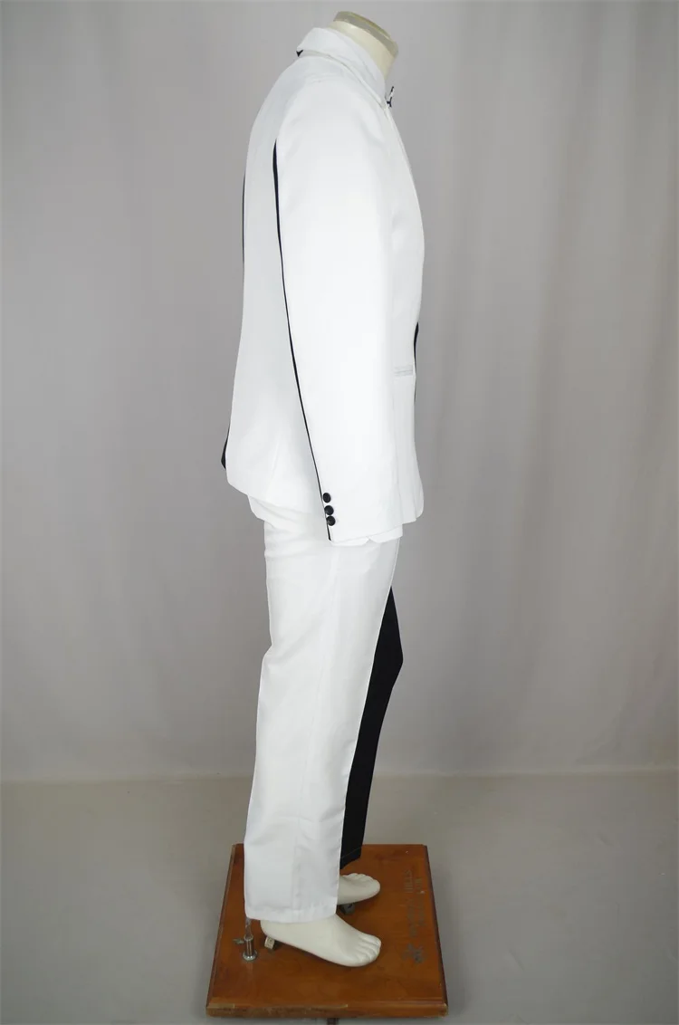 Куртка+ брюки черный белый подходящие костюмы роскошные мужской личности блейзер для вечеринки мужской свадебный костюм Для мужчин модные Тонкий Пром пальто