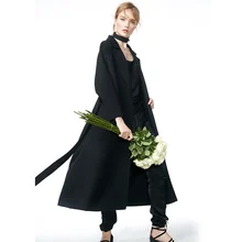 2016 Autumn Winter New Fashion Women Casual Plus Size 3XS-10XL Long Sleeves Belted Maxi Long Straight Wool Coat Casaco Feminino