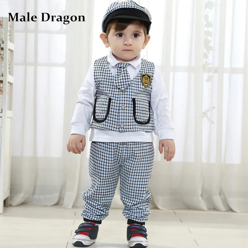 Gentleman Baby Boy Clothes Birthday Dress Whole Kids Clothing Gentleman Baby Boy Clothes Birthday Dress Whole Kids Clothing Set 3pcs Boys Plaid Suit For Weddings Child Long Sleeve Sets In From Mother
