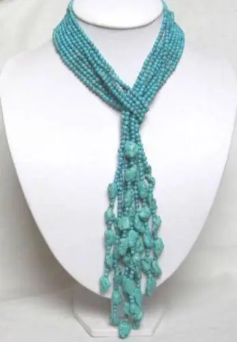 

50" 4MM Beautiful 4 Rows Turquoise Necklace