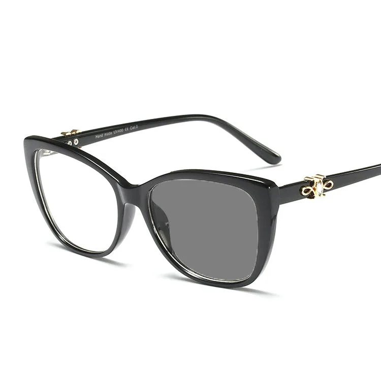 

women black cat frame light photochromic reading glasses outdoor far and near diopter progressive multi-focus reading mirror FML