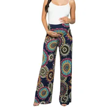 Женские брюки с цветочным принтом для беременных; брюки с принтом для беременных женщин; Прямые брюки для беременных женщин; брюки