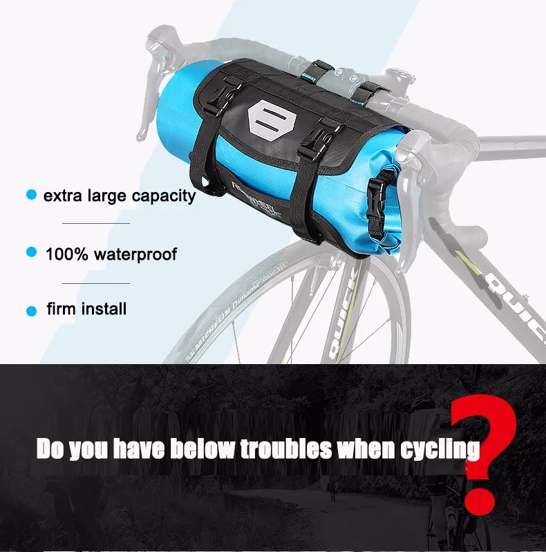 Sale ROSWHEEL Full Waterproof 7L Bicycle Front Bag MTB Cycling Baskets Packing Pannier Bike Accessories Handlebar Bag 6