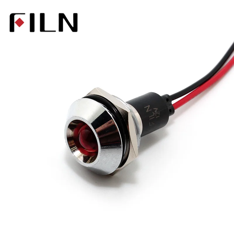 12v Пилотная лампа 22mm FILN 6v 24v 110v 220v 36v 48v красный желтый синий зеленый белый led металлическая сигнальная лампа с кабелем 20 см 10set lot my2nj coil dpdt electromagnetic power relay with socket base 8 pin ac 12v 24v 36v 48v 110v 220v 380v