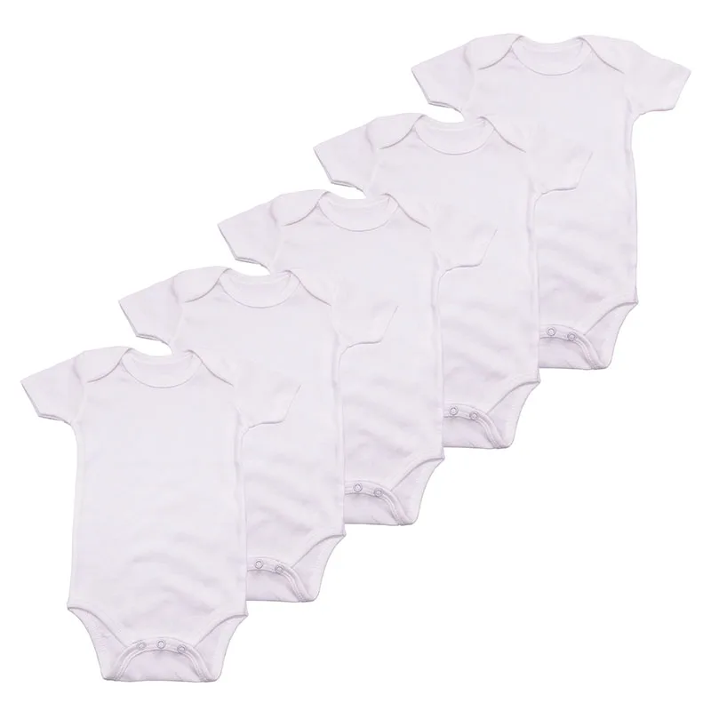 

5 pcs/lot White Bodysuit boy Short Sleeve summer Newborn Baby girl Clothes Cotton black Infant Jumpsuit O-Neck Kids Clothing