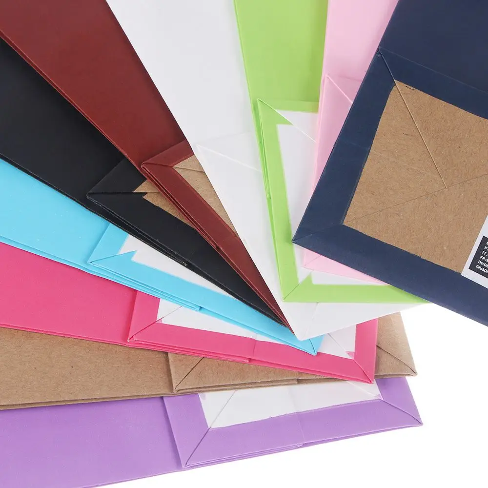 Бумажный мешок мини стоьте вверх 10 цветов вечерние сумки крафт-бумага подарок с ручкой магазин Loot мешок переработанные мешки для покупок
