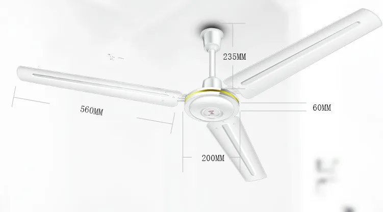 Белый/Зеленый 220V 75W 56-дюймовый потолочный вентилятор электрического вентилятора железа лопасти вентилятора три-регулирование скорости настенный выключатель