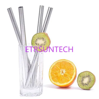 

200pcs/lot Fast Shipping High quality 304 Stainless Steel straw Metal pearl bubble tea Drinking Straw Reusable 12mm x215mm