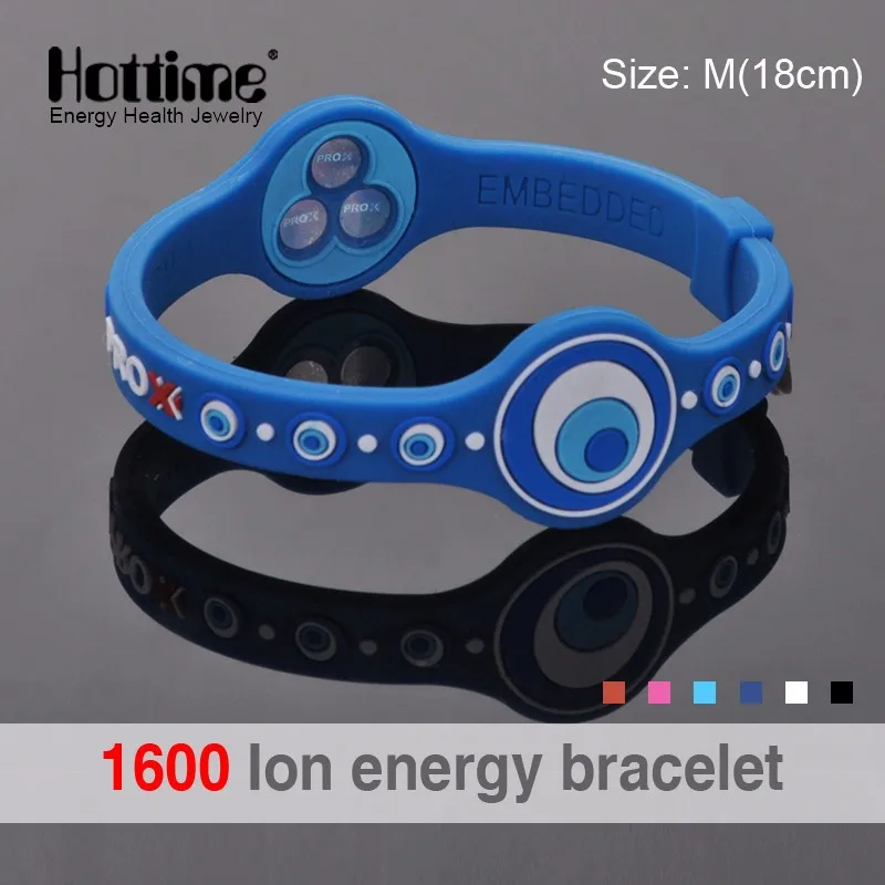 Hottime 1600 ion Bio Energy Unisex Trendy Silicone Rubber Flexible Wristband Wrist Band Cuff Bracelet Bangle For Women Men PROX2