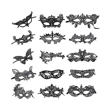 

Quail 15 pcs Venetian Style Black Sexy Lace Masquerade Party Masks