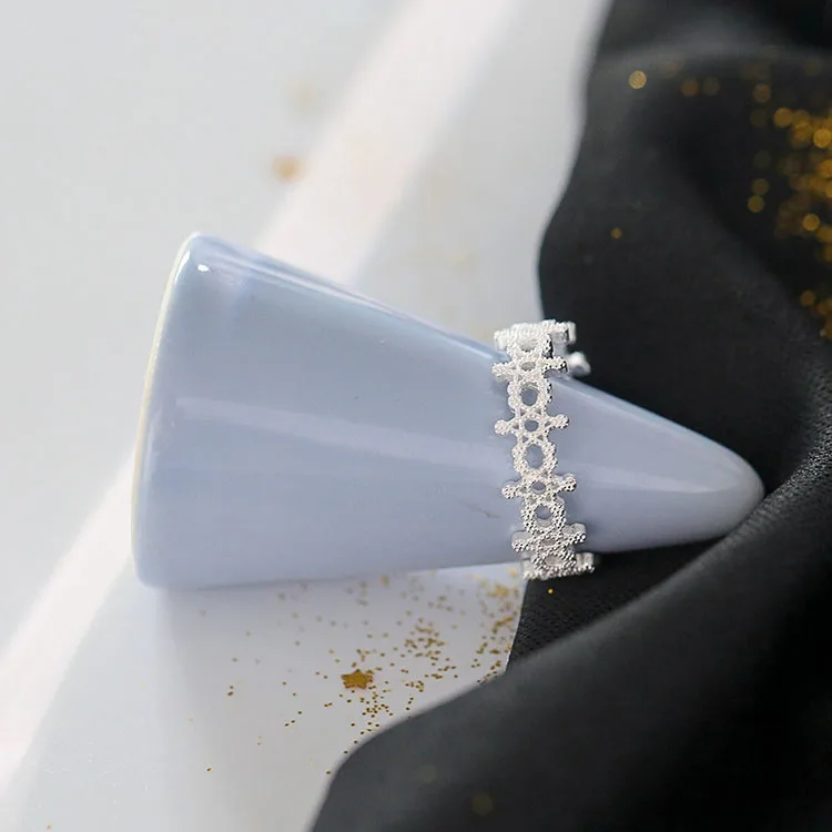 

Beautiful Hollow Lace 925 Sterling Silver Adjustable Ring