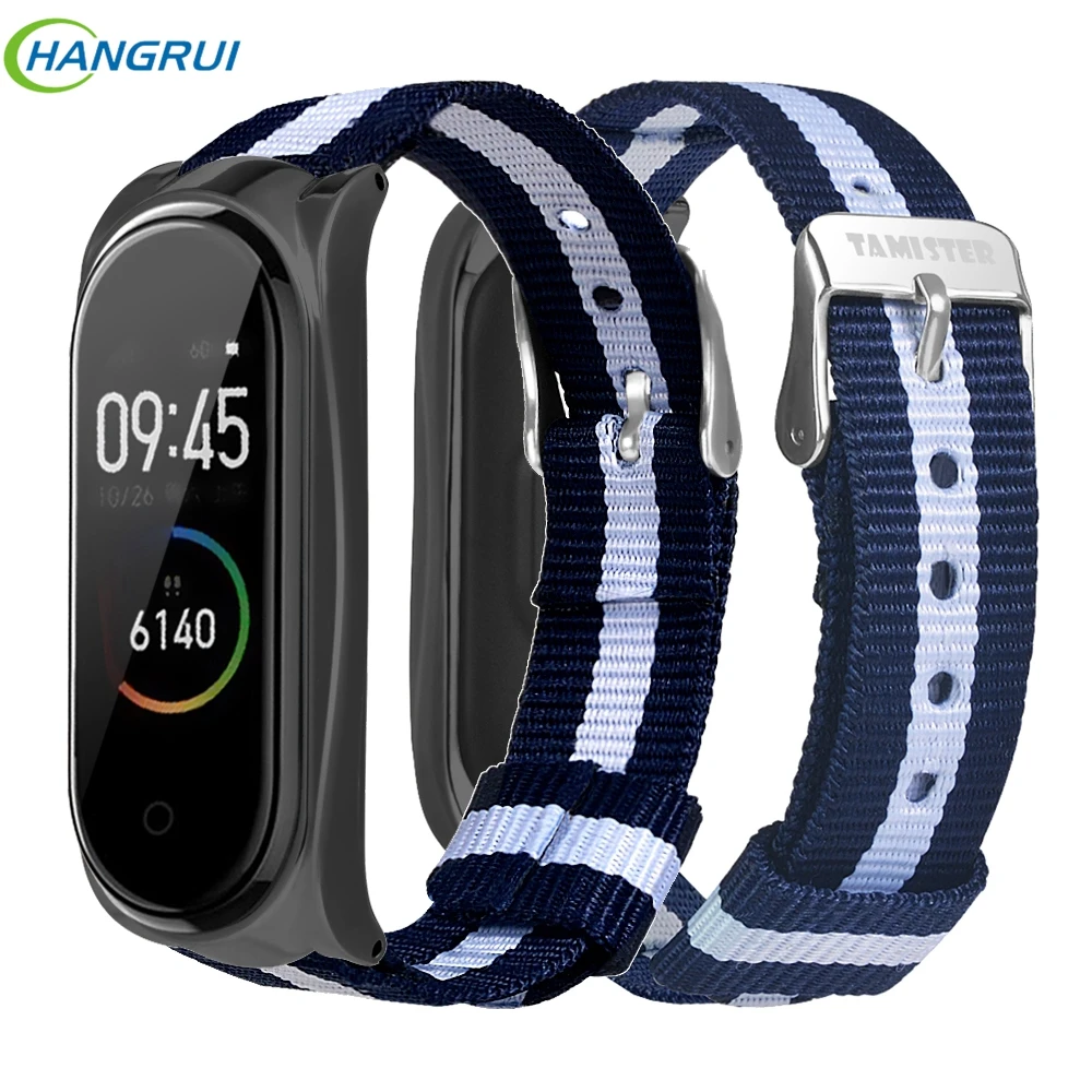 

For Mi Band 4 Strap canvas Replacement wrist strap For Xiaomi Mi Band 4 Breathable Wristband For Mi 4 Metal Case watch band